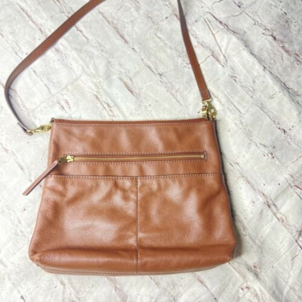 Fossil Women’s Brown Leather Satchel Shoulder Handbag Soft Flexible Pebble - Picture 4 of 4